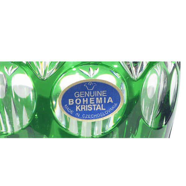 ואזת קריסטל. ירוקה. מבית המותג בוהמיה (Bohemia). תוצרת צ׳כוסלובקיה.
